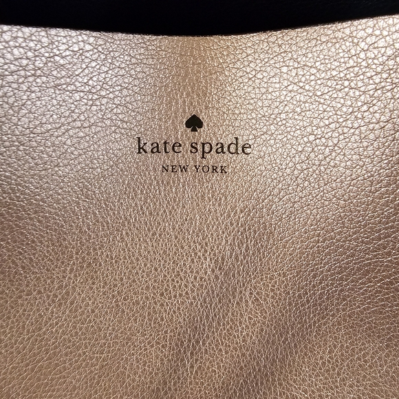 Kate Spade Leather Tote Reversible Navy blue and metallic pink EUC - Picture 3 of 10